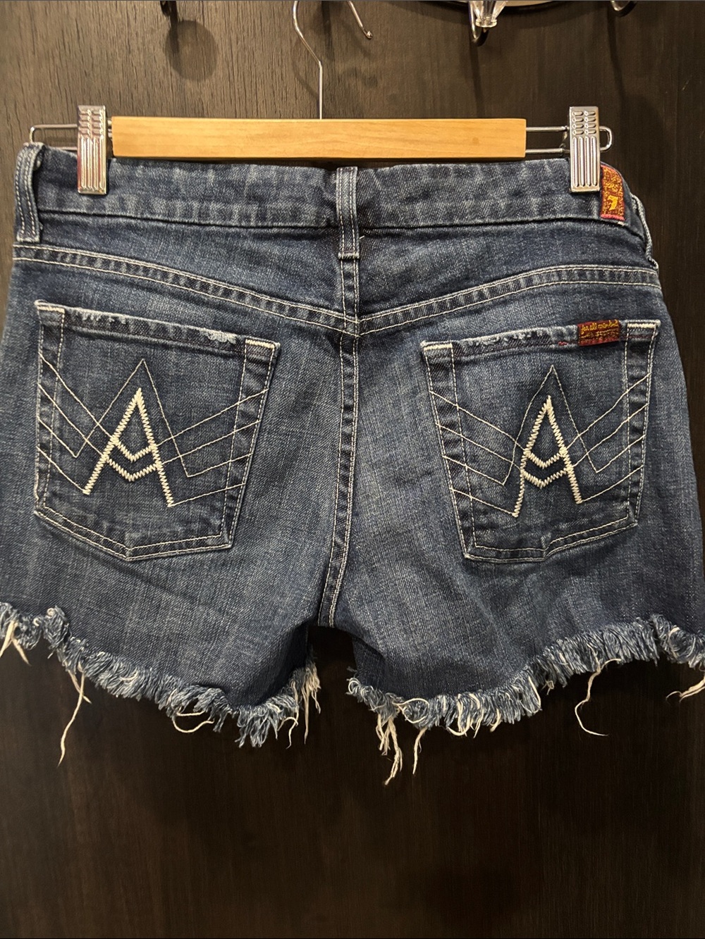7 For All Mankind Distressed Blue Denim Cutoff Shorts size 29